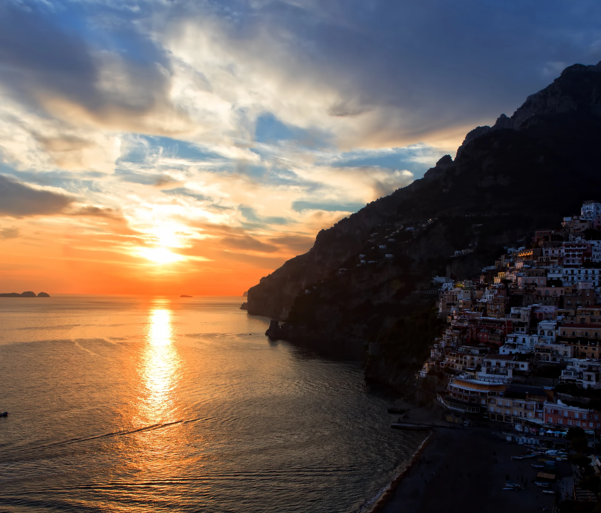 Tramonto sul mare a Positano